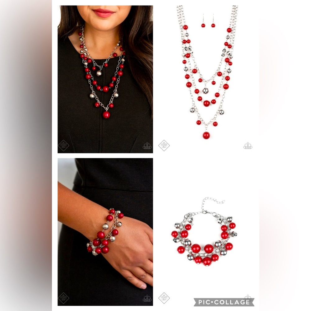 Bubbly Red Bauble Necklace/Earrings/Bracelet Set